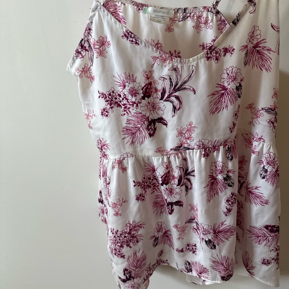 Shimera Women's White/Pink Floral Print Tank Top and Pants